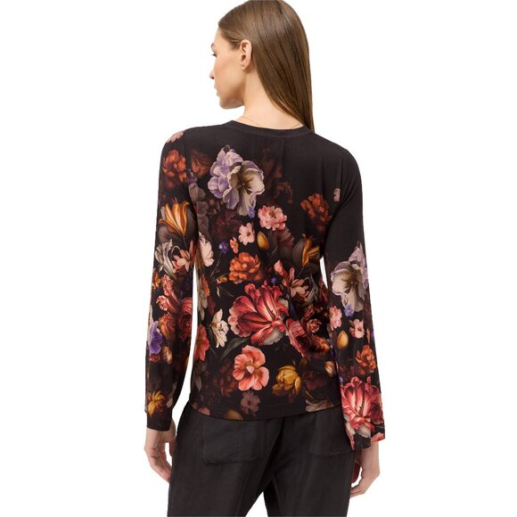Johnny Was Janie Favorite Beckett Blooms Tee Long Pink Floral Shirt Black Top NW - Picture 3 of 7
